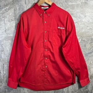 Red Sprint embroidered button-up shirt shirt Men's 2XL